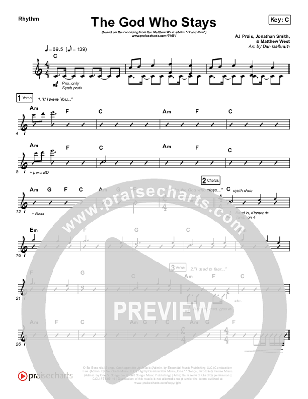 The God Who Stays Rhythm Chart (Print Only) (Matthew West)