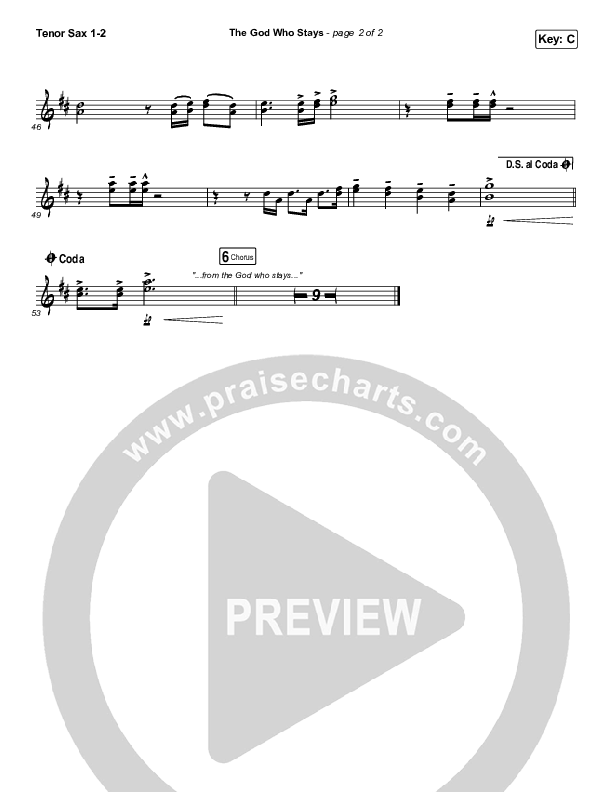 The God Who Stays Tenor Sax 1/2 (Matthew West)