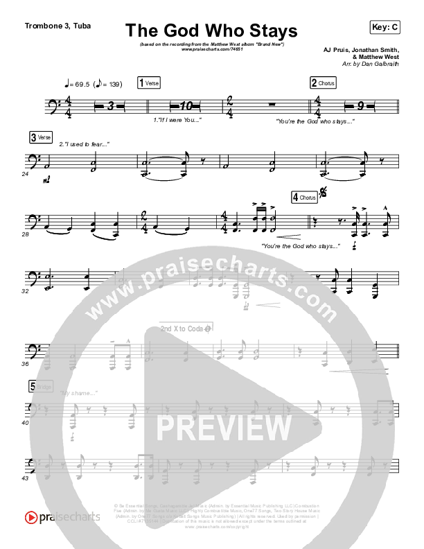 The God Who Stays Trombone 3/Tuba (Matthew West)