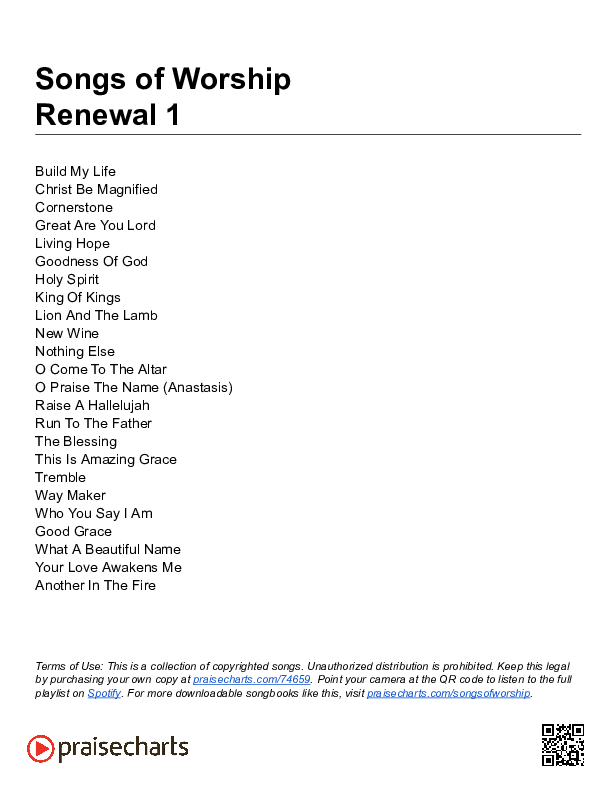 Renewal 1 (24 Songs) Song Sheet (Song Sheets)