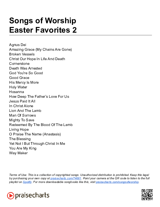 Easter Favorites 2 (24 Songs) Song Sheet (Song Sheets)