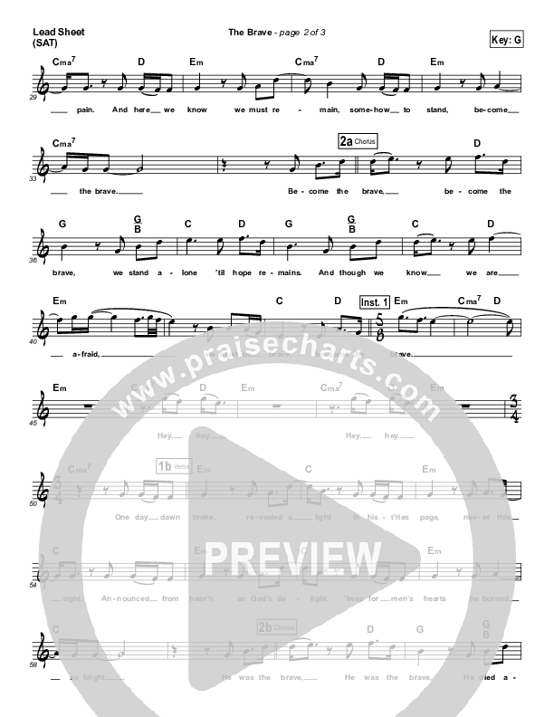 The Brave Lead Sheet (Compliments of Gus)