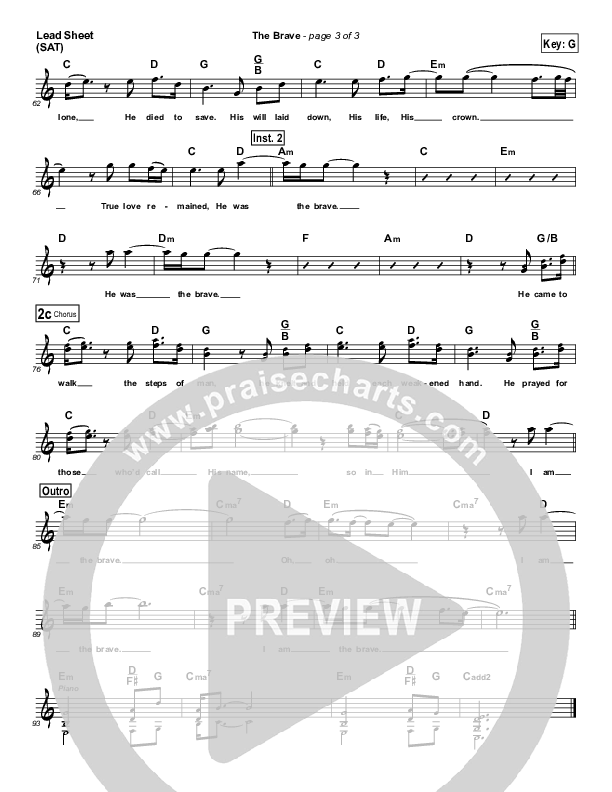 The Brave Lead Sheet (Compliments of Gus)