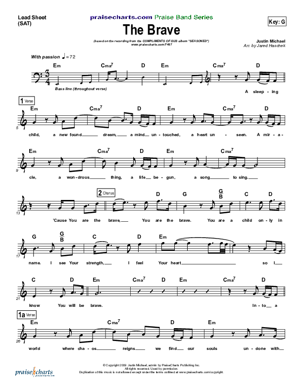 The Brave Lead Sheet (SAT) (Compliments of Gus)