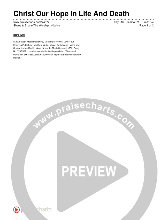 Christ Our Hope In Life And Death Chords PDF (Shane & Shane/The Worship Initiative) PraiseCharts Christ Our Hope In Life And Death Chords PDF (Shane & Shane/The Worship Initiative) PraiseCharts