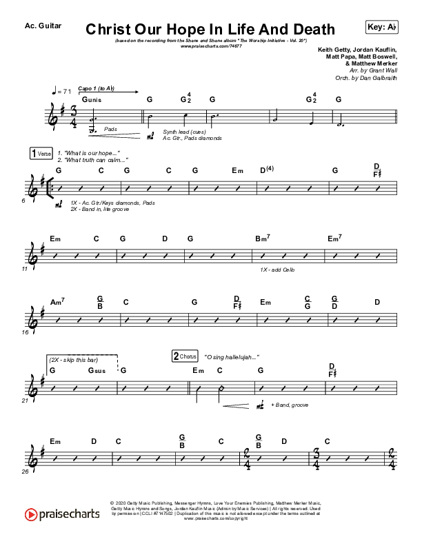 Christ Our Hope In Life And Death Acoustic Guitar (Shane & Shane/The Worship Initiative)