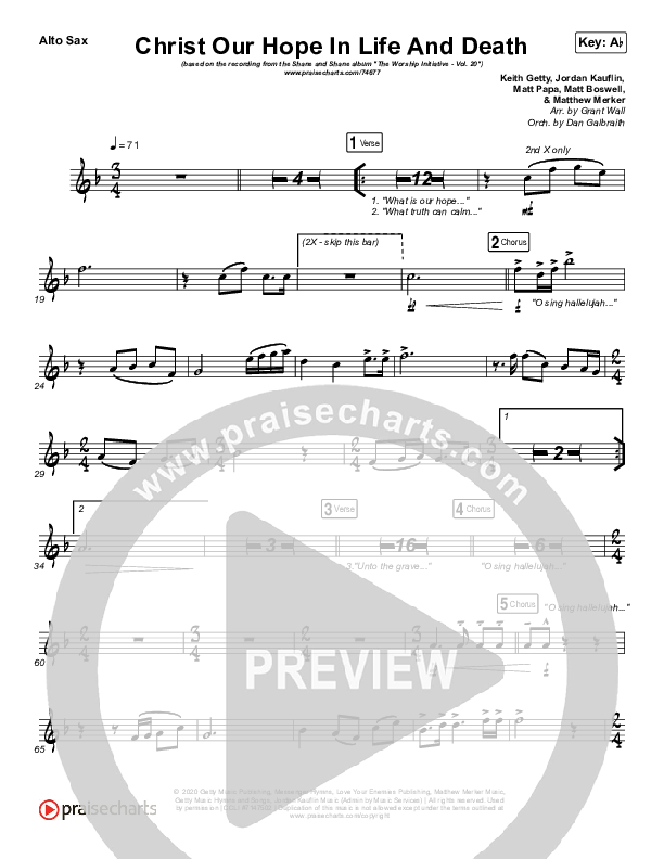 Christ Our Hope In Life And Death Alto Sax (Shane & Shane/The Worship Initiative)