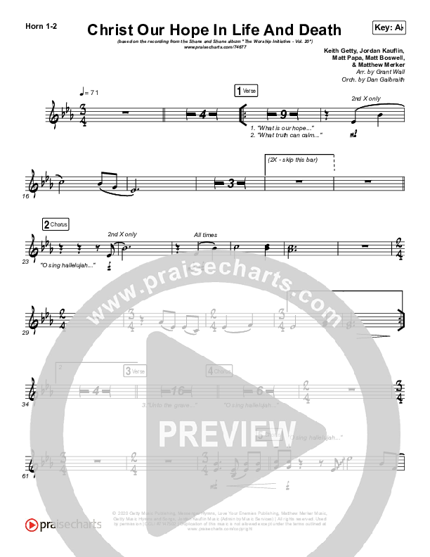 Christ Our Hope In Life And Death French Horn 1/2 (Shane & Shane/The Worship Initiative)