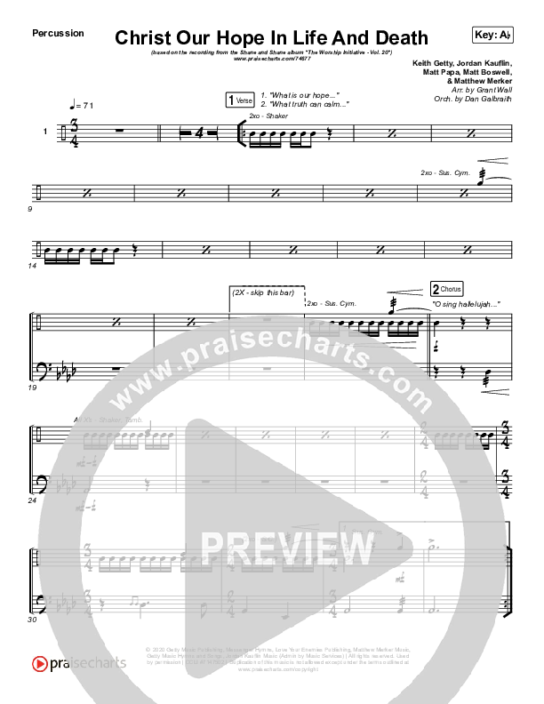 Christ Our Hope In Life And Death Percussion (Shane & Shane/The Worship Initiative)