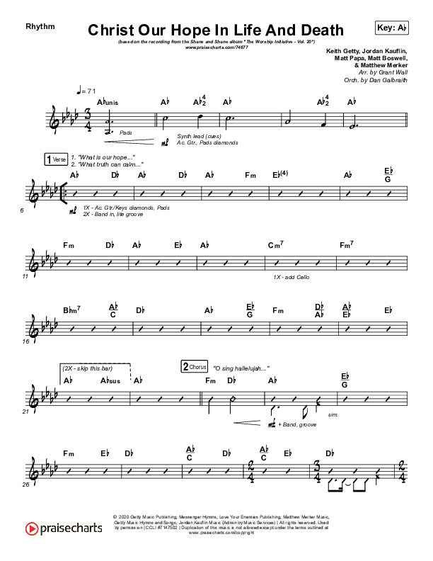 Christ Our Hope In Life And Death Rhythm Chart (Shane & Shane/The Worship Initiative)