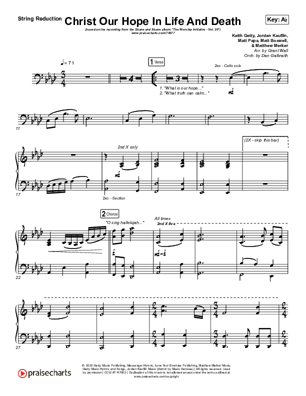 Christ Our Hope In Life And Death String Pack (Shane & Shane/The Worship Initiative)