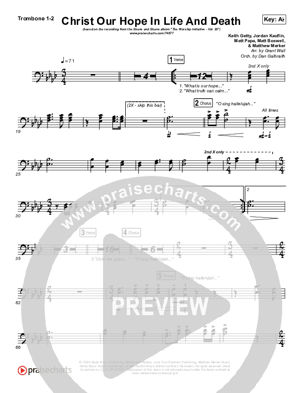 Christ Our Hope In Life And Death Trombone 1/2 (Shane & Shane/The Worship Initiative)