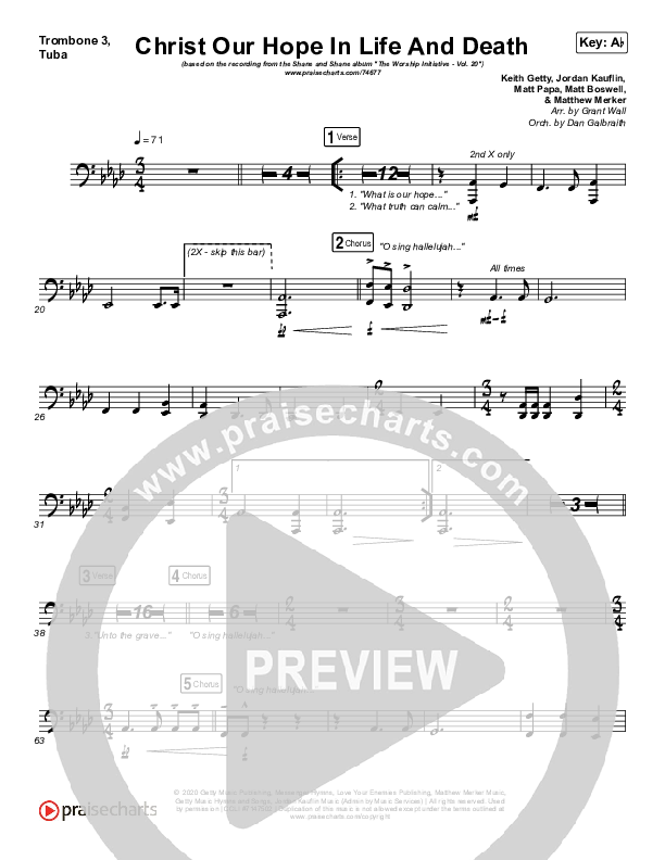 Christ Our Hope In Life And Death Trombone 3/Tuba (Shane & Shane/The Worship Initiative)