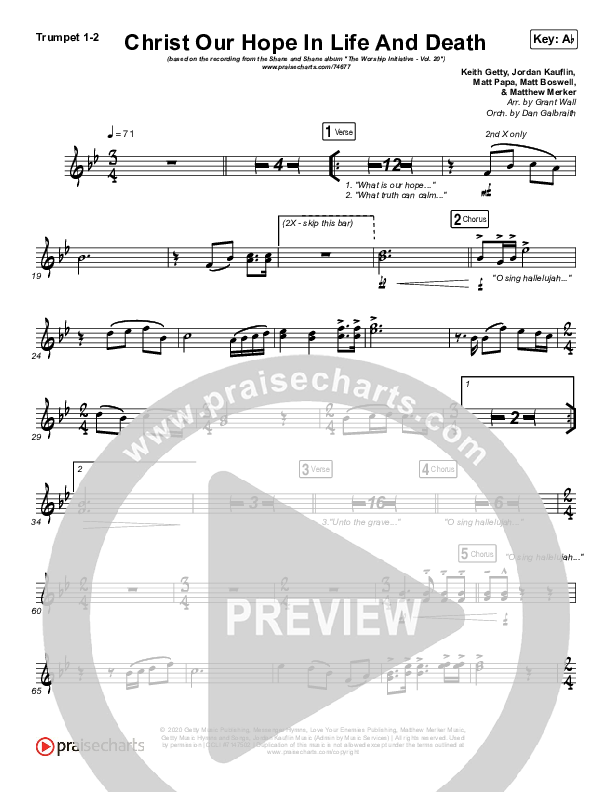 Christ Our Hope In Life And Death Trumpet 1,2 (Shane & Shane/The Worship Initiative)