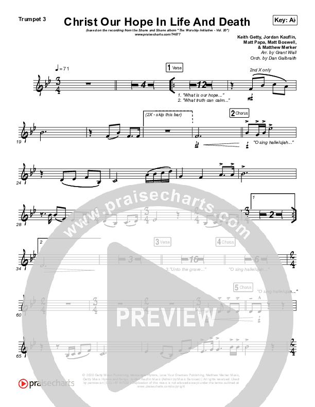 Christ Our Hope In Life And Death Trumpet 3 (Shane & Shane/The Worship Initiative)