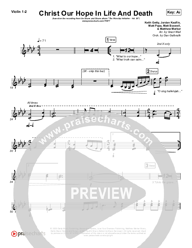 Christ Our Hope In Life And Death Violin 1/2 (Shane & Shane/The Worship Initiative)