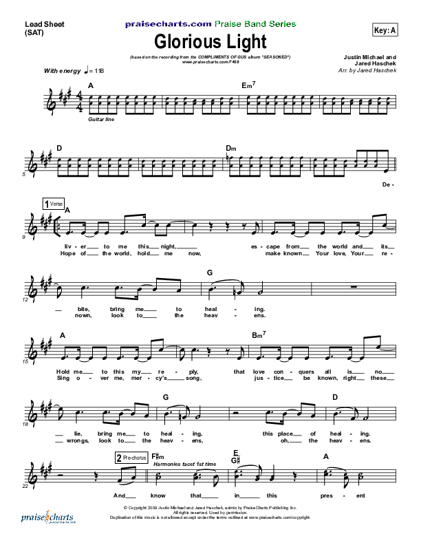 Glorious Light Lead Sheet (Compliments of Gus)