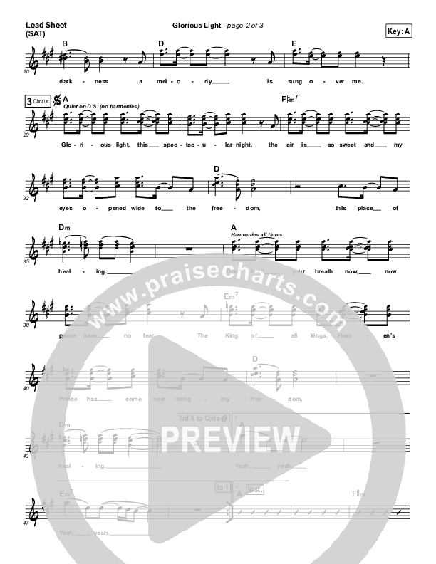 Glorious Light Lead Sheet (Compliments of Gus)