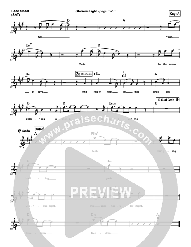 Glorious Light Lead Sheet (Compliments of Gus)