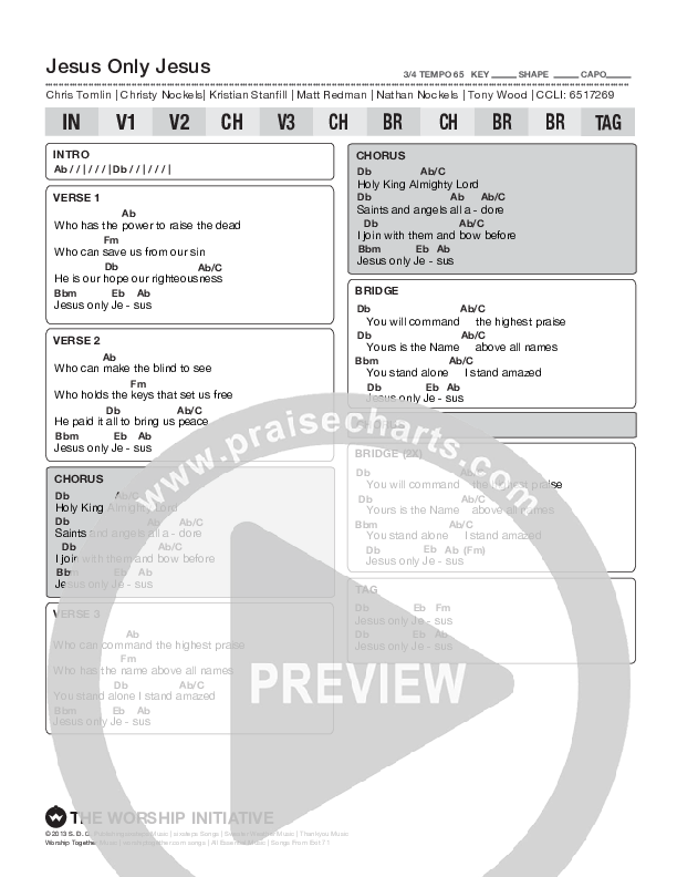 Jesus Only Jesus Chord Chart (Shane & Shane/The Worship Initiative)