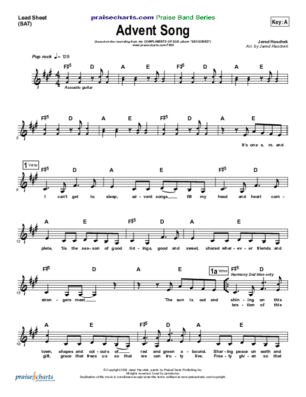 Advent Song Lead Sheet (Compliments of Gus)