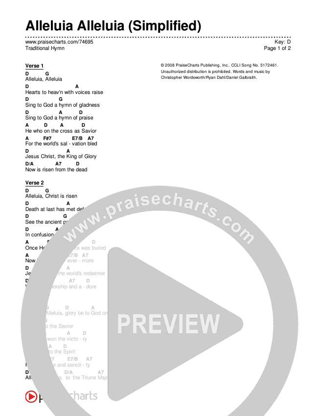 Alleluia Alleluia (Simplified) Chord Chart (Traditional Hymn)
