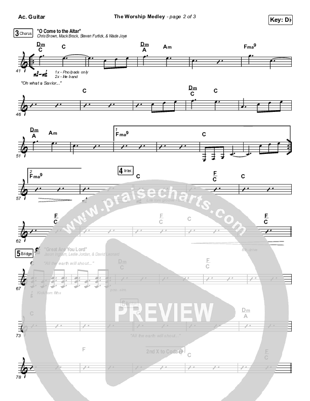 The Worship Medley (Reckless Love / O Come To The Altar / Great Are You Lord) Acoustic Guitar (Tauren Wells)