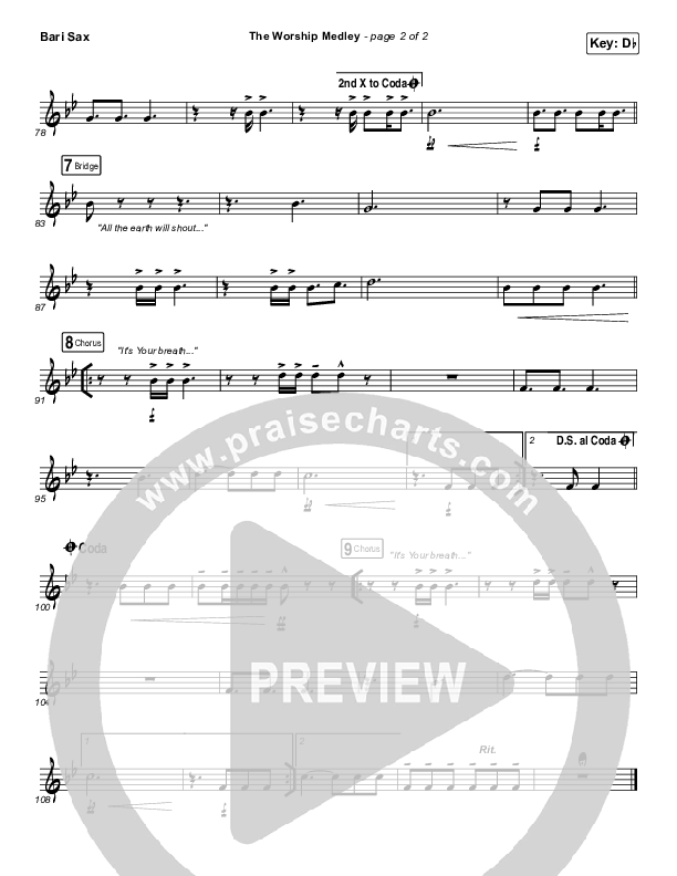 The Worship Medley (Reckless Love / O Come To The Altar / Great Are You Lord) Bari Sax (Tauren Wells)