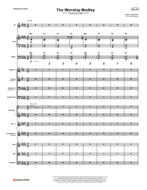 The Worship Medley (Reckless Love / O Come To The Altar / Great Are You Lord) Conductor's Score (Tauren Wells)