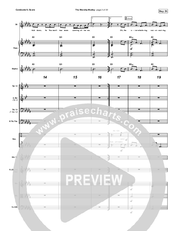 The Worship Medley (Reckless Love / O Come To The Altar / Great Are You Lord) Conductor's Score (Tauren Wells)