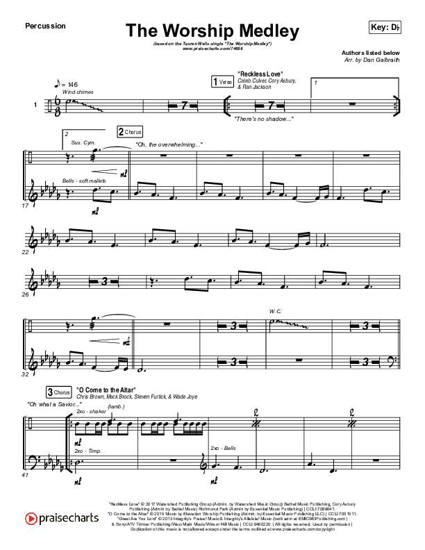 The Worship Medley (Reckless Love / O Come To The Altar / Great Are You Lord) Percussion (Tauren Wells)