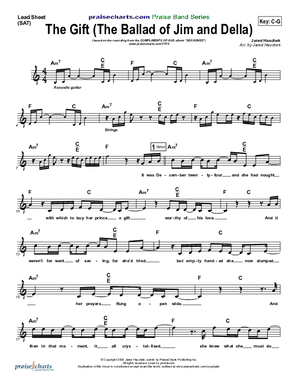 The Gift Lead Sheet (Compliments of Gus)