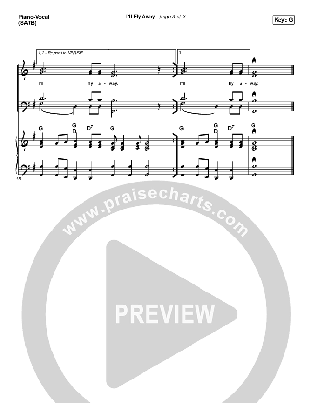 I'll Fly Away (Simplified) Piano/Vocal (SATB) (Traditional Hymn)