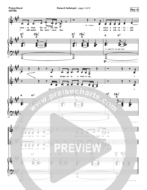 Raise A Hallelujah Piano/Vocal (SATB) (Bethel Music / Jonathan David Helser / Melissa Helser)