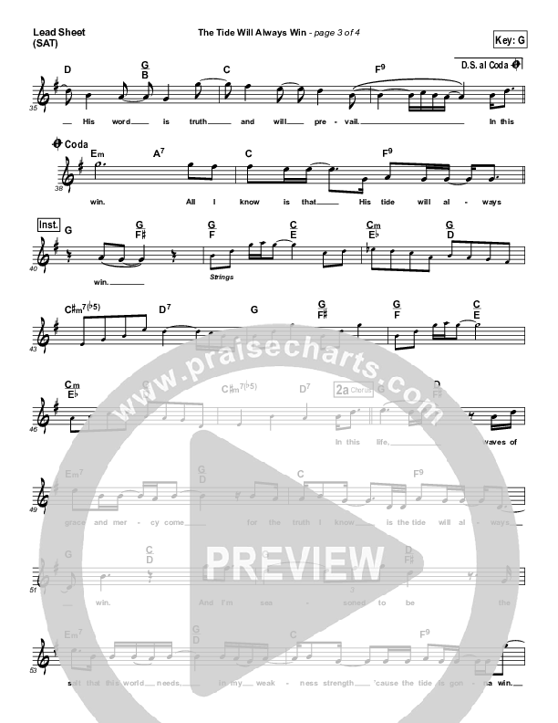 The Tide Will Always Win Lead Sheet (Compliments of Gus)