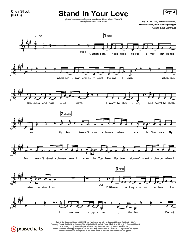 Stand In Your Love Choir Vocals (SATB) (Bethel Music / Josh Baldwin)