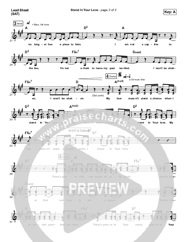 Stand In Your Love Lead Sheet (SAT) (Bethel Music / Josh Baldwin)
