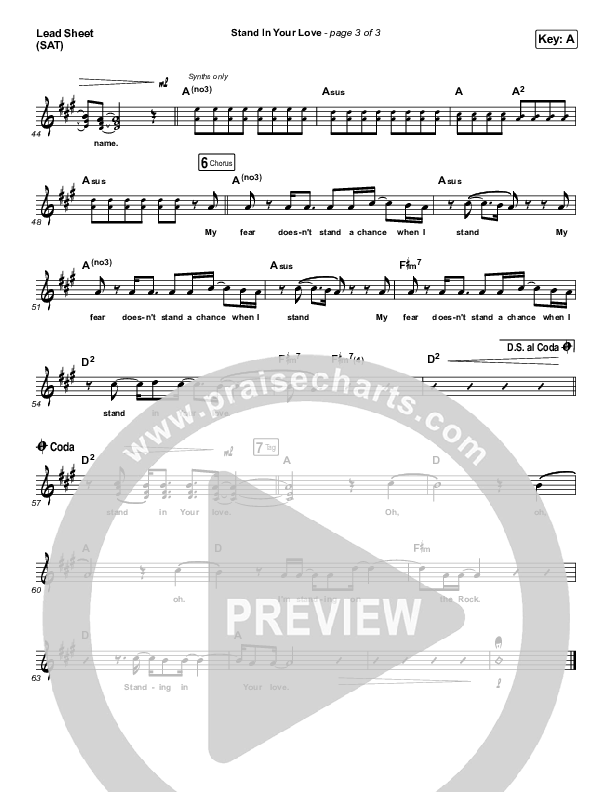 Stand In Your Love Lead Sheet (SAT) (Bethel Music / Josh Baldwin)