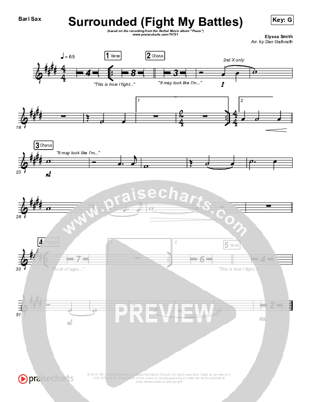 Surrounded (Fight My Battles) Bari Sax (Bethel Music / Kari Jobe)