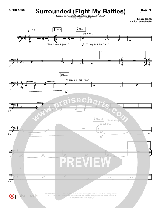 Surrounded (Fight My Battles) Cello/Bass (Bethel Music / Kari Jobe)