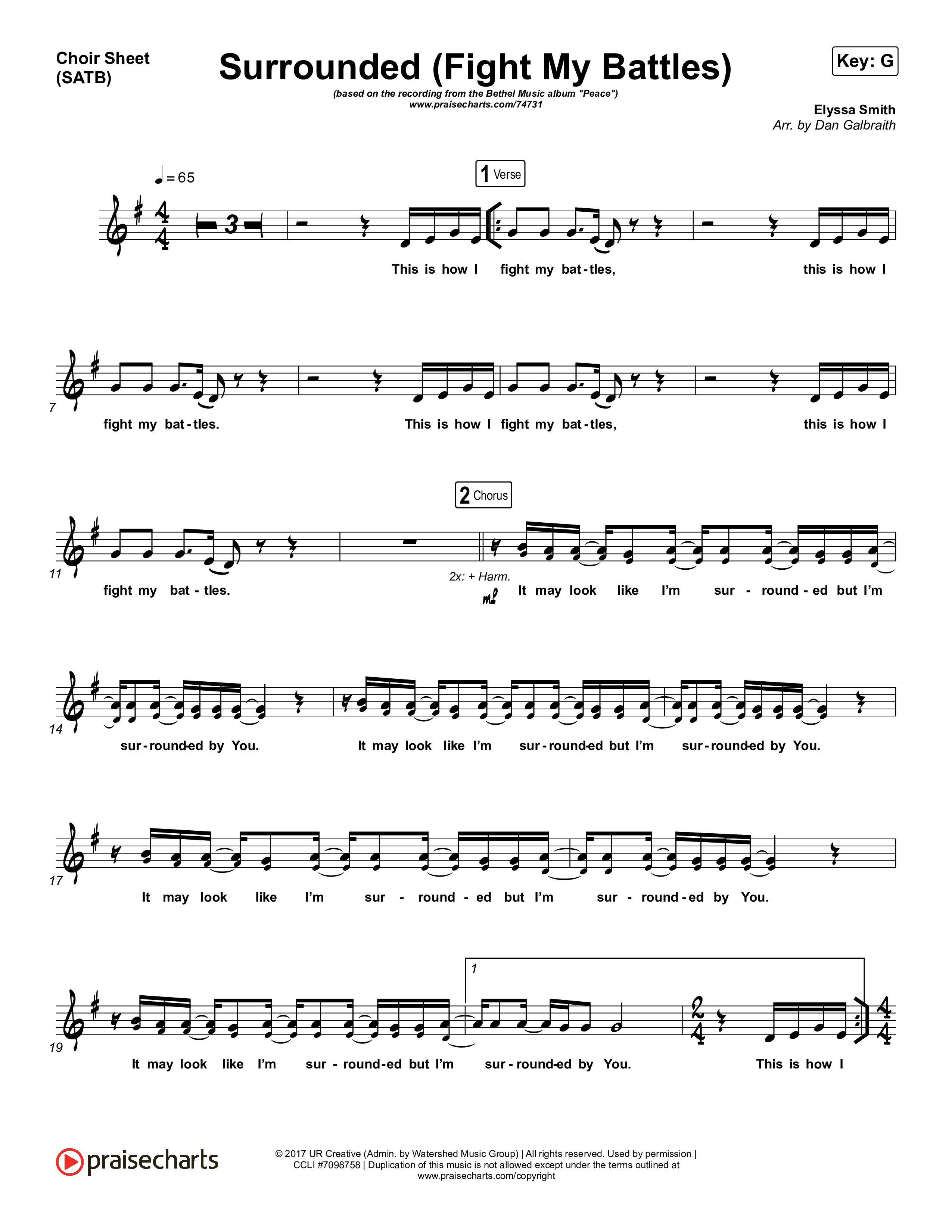 Surrounded (Fight My Battles) Choir Vocals (SATB) (Bethel Music / Kari Jobe)