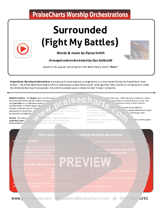 Surrounded (Fight My Battles) Cover Sheet (Bethel Music / Kari Jobe)