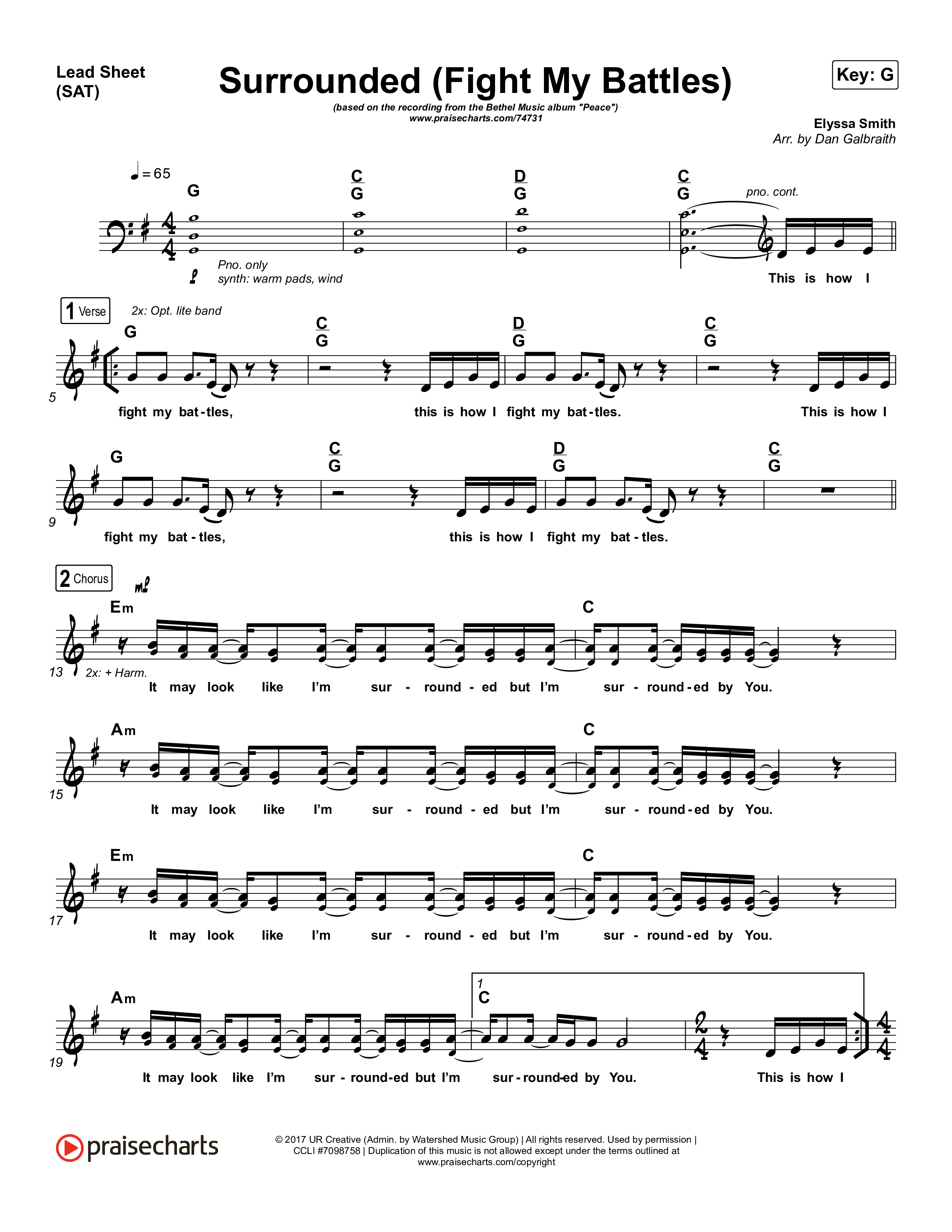 Surrounded (Fight My Battles) Lead Sheet (SAT) (Bethel Music / Kari Jobe)