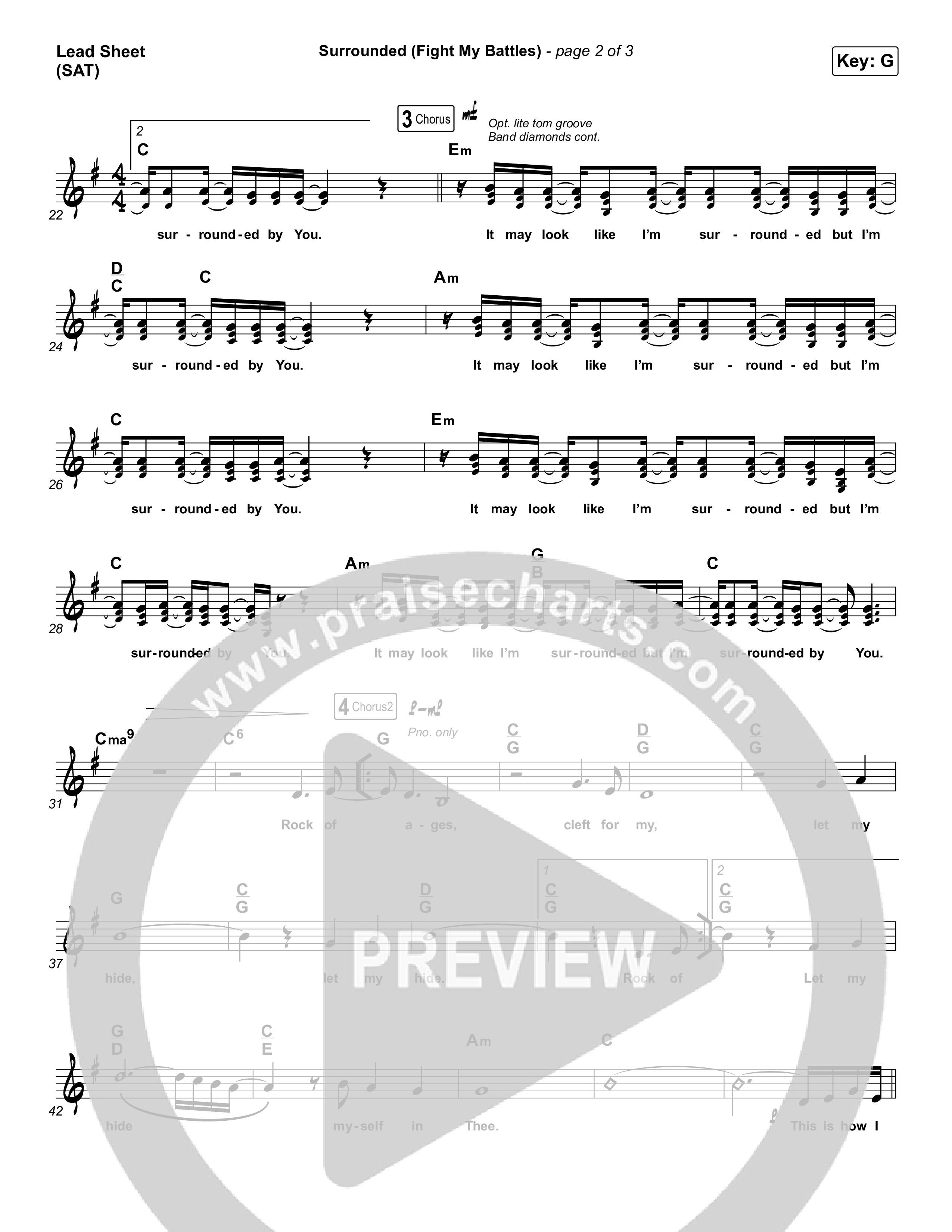 Surrounded (Fight My Battles) Lead Sheet (SAT) (Bethel Music / Kari Jobe)