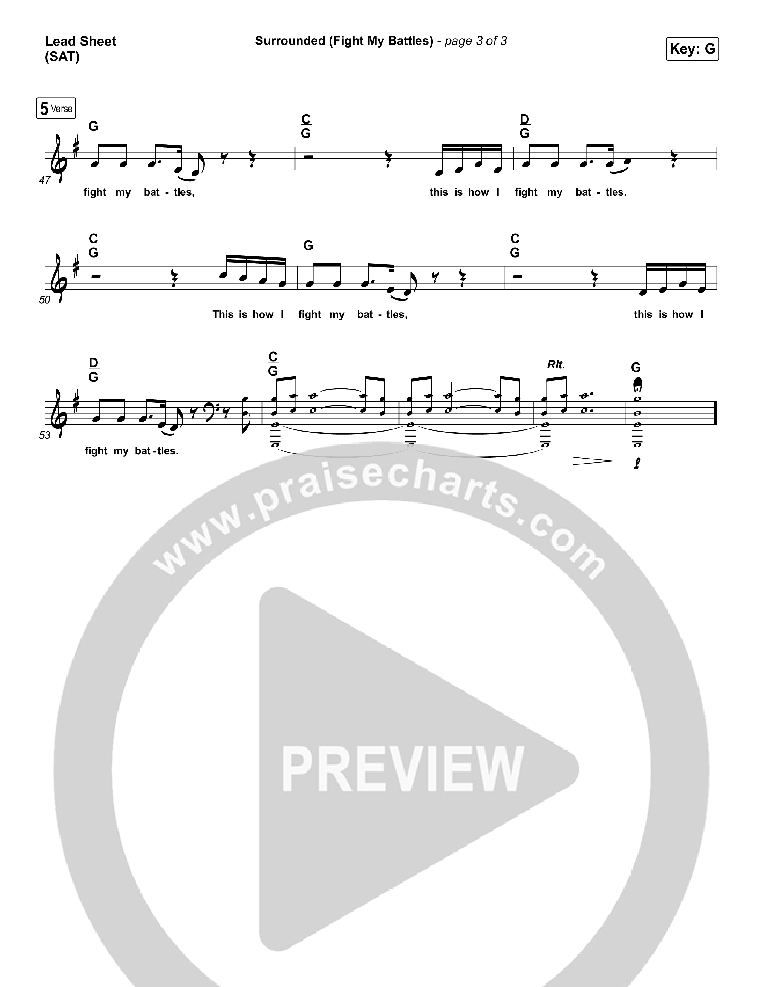 Surrounded (Fight My Battles) Lead Sheet (SAT) (Bethel Music / Kari Jobe)