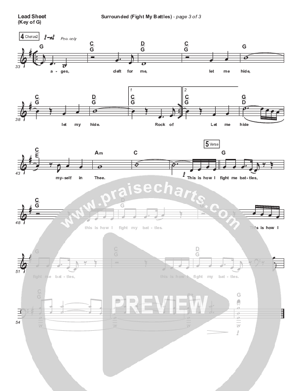 Surrounded (Fight My Battles) Lead Sheet (Melody) (Bethel Music / Kari Jobe)