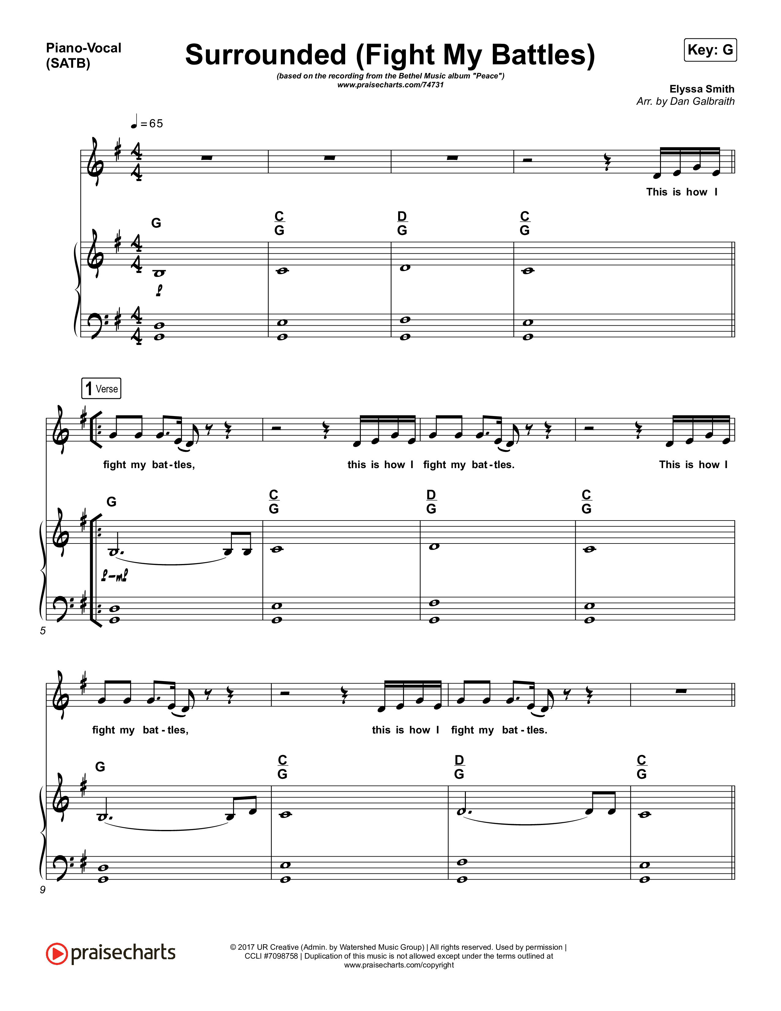 Surrounded (Fight My Battles) Piano/Vocal Pack (Bethel Music / Kari Jobe)