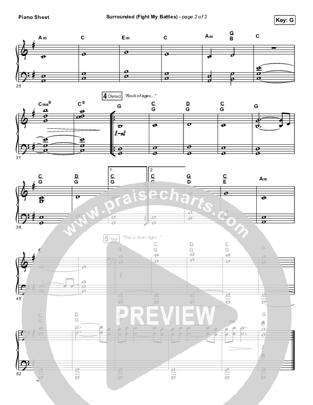 Surrounded (Fight My Battles) Piano Sheet (Bethel Music / Kari Jobe)