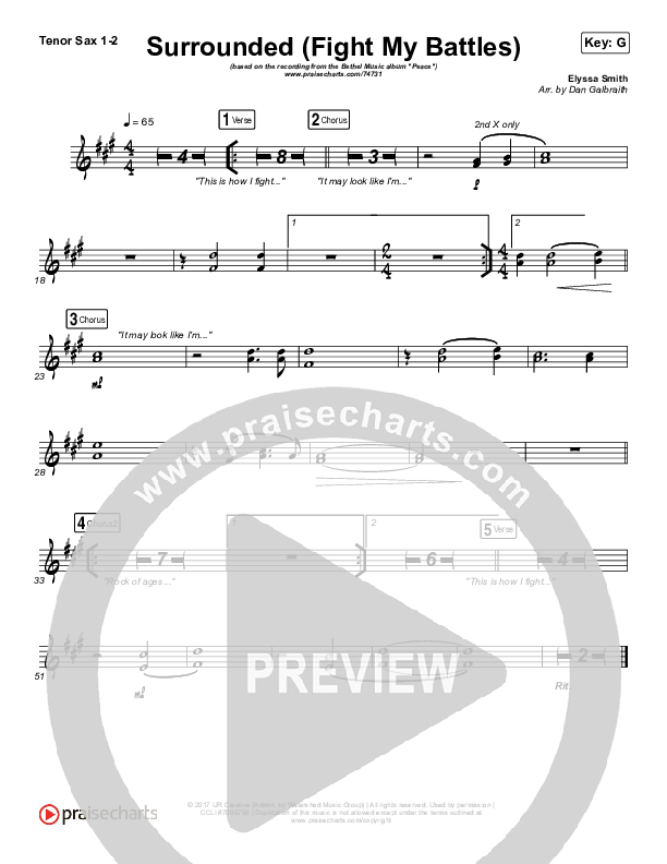 Surrounded (Fight My Battles) Tenor Sax 1/2 (Bethel Music / Kari Jobe)