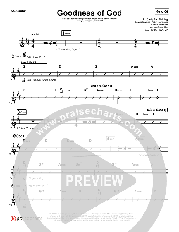 Goodness Of God Acoustic Guitar (Bethel Music / Jenn Johnson)